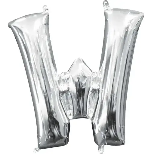 [100000012018/25544] Silver Letter W Foil Balloon 17 Inch