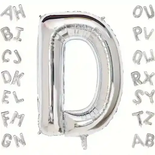 [25551] Silver Letter D Foil Balloon 40 Inch