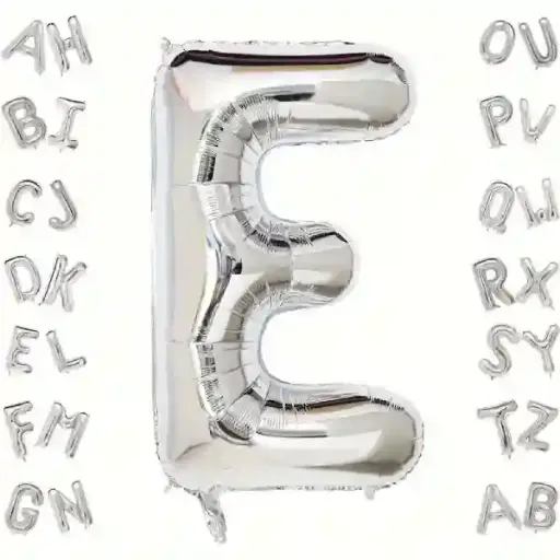 [25552] Silver Letter E Foil Balloon 40 Inch