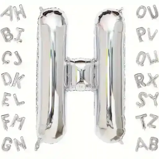 [100000012029] Silver Letter H Foil Balloon 40 Inch