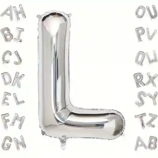 [100000012033] Silver Letter L Foil Balloon 40 Inch