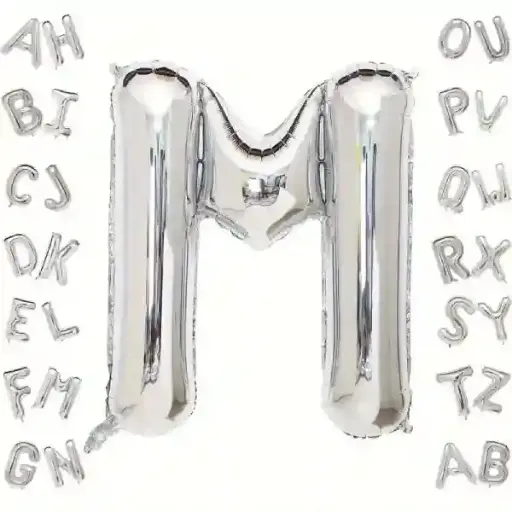 [100000012034] Silver Letter M Foil Balloon 40 Inch
