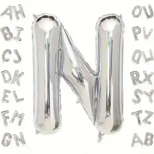 [100000012035] Silver Letter N Foil Balloon 40 Inch