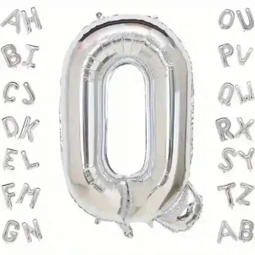 [25564] Silver Letter Q Foil Balloon 40 Inch
