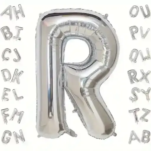 [100000012039/25565] Silver Letter R Foil Balloon 40 Inch