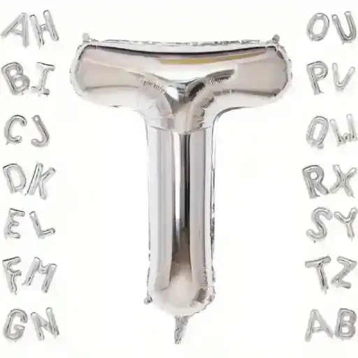 [100000012041/25567] Silver Letter T Foil Balloon 40 Inch