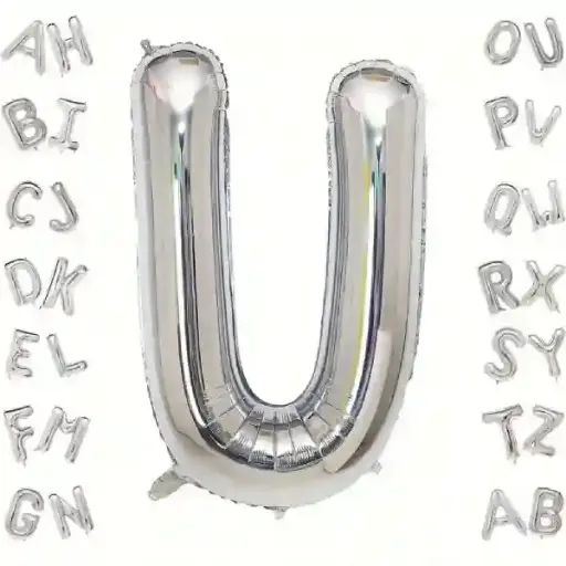 [100000012042] Silver Letter U Foil Balloon 40 Inch