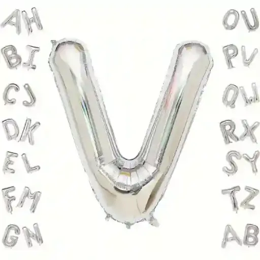 [25569] Silver Letter V Foil Balloon 40 Inch