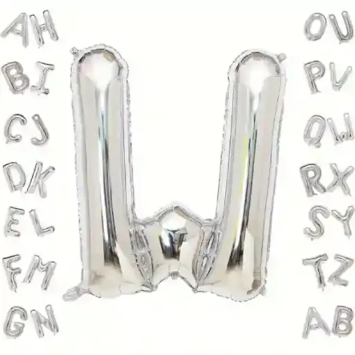 [25570] Silver Letter W Foil Balloon 40 Inch