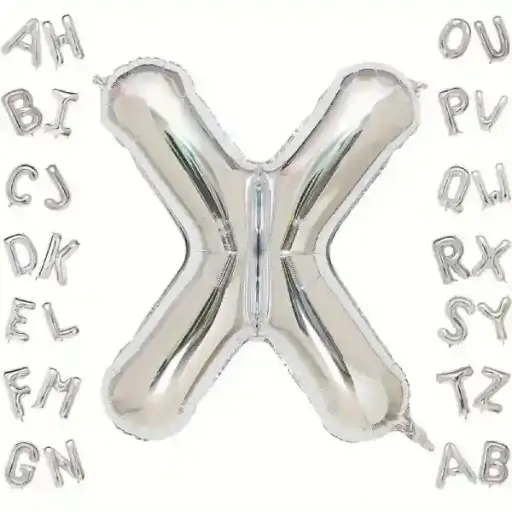 [25571] Silver Letter X Foil Balloon 40 Inch