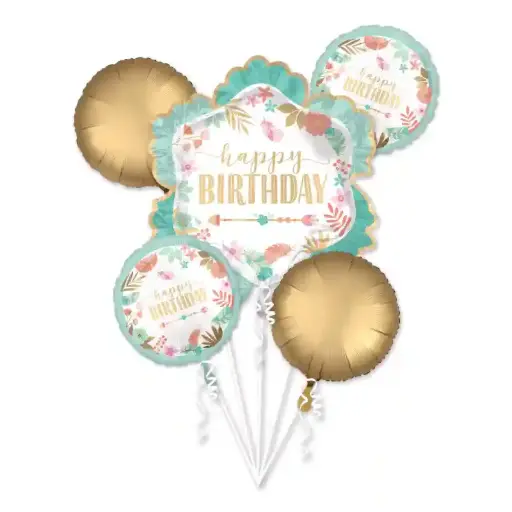 [100000012724/T-181] Boho Birthday Girl Balloon Bouquet – 5 pcs