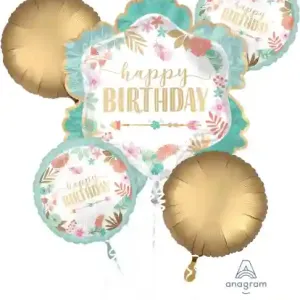 [T-181] Boho Birthday Girl Balloon Bouquet – 5 pcs