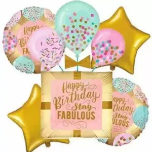 [100000012730/T-120] Stay Fabulous Printed Foil Balloon Bouquet – 5 pcs