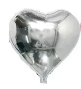 [100000012750] Silver Heart-Shaped Foil Balloon 18 Inch