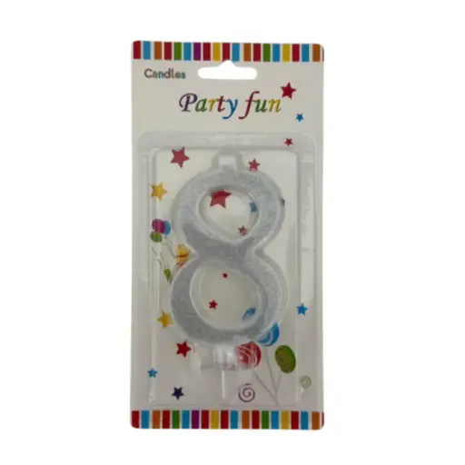 [100000013102/28169] Silver Glitter Number 8 Birthday Candle
