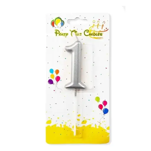 [100000013105/28177] Silver Number 1 Cake & Cupcake Candle - Small