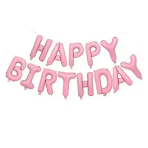 [1000000013206/T-004] Pink Happy Birthday Foil Balloons Banner 18 Inch 