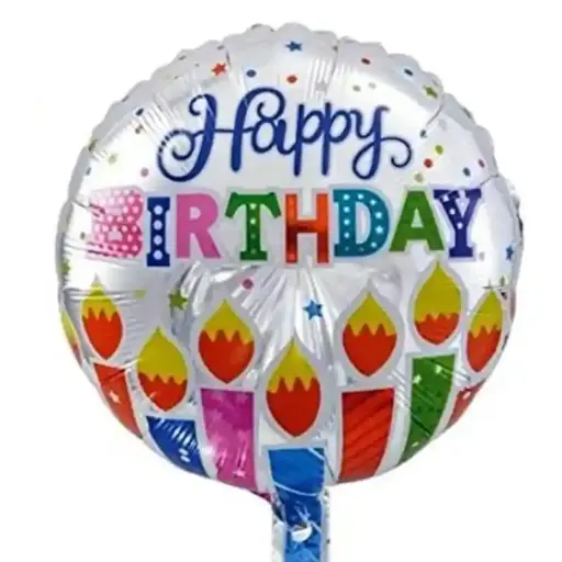 [P-046] Happy Birthday Candles Round Foil Balloon 18in
