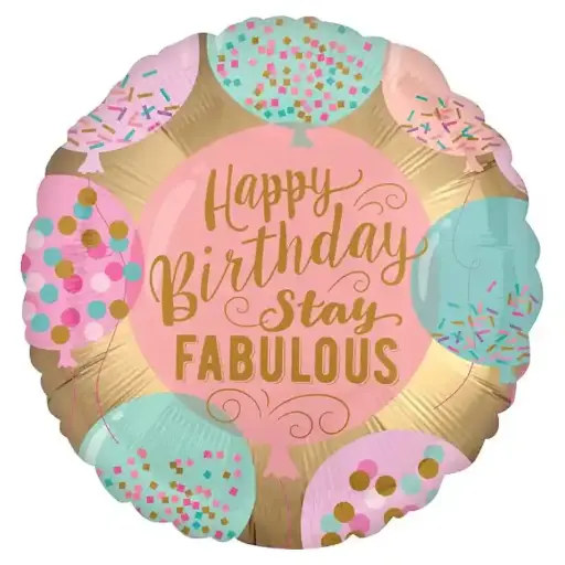 [100000013432/P-099] Happy Birthday Stay Fabulous Pastel Foil Balloon