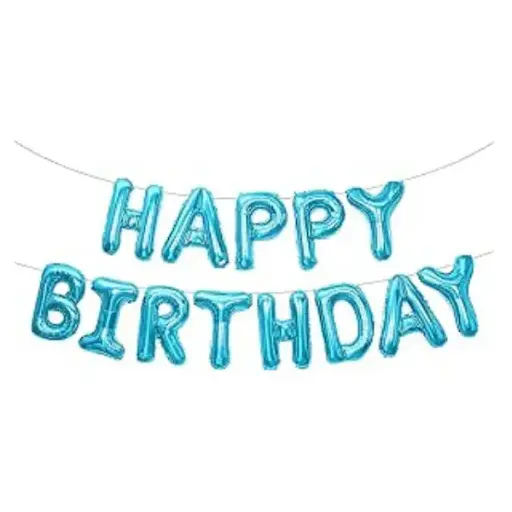 [100000013465/T-003] Blue Happy Birthday Foil Balloons Banner 18 Inch 