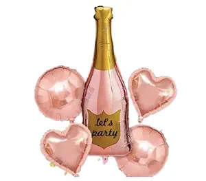 [100000013470/T-150] Let's Party Champagne Bottle Balloon Bouquet – 5 pcs 