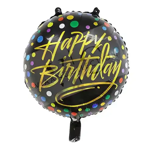 [100000142351/P-139] Black Happy Birthday Confetti Foil Balloon