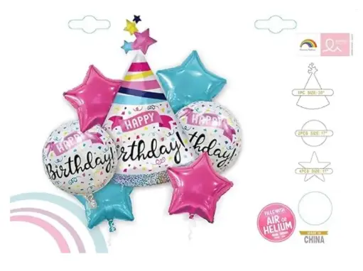[100000142366/T-202] Happy Birthday Balloon Bouquet – 7 pcs