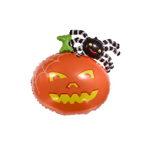 [H-099] Pumpkin With Spider Foil Balloon