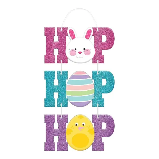 [00033378/241676] Hop Hop Hop Glitter Sign Hanging Decoration