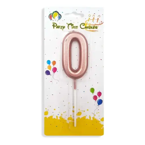 [00033884] Rose Gold Number 0 Cake & Cupcake Candle - Small