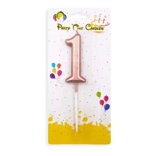 [00033886] Rose Gold Number 1 Cake & Cupcake Candle - Small