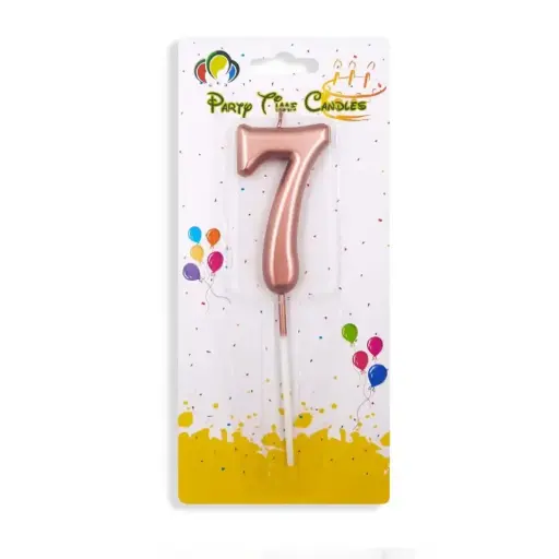[00033898] Rose Gold Number 7 Cake & Cupcake Candle - Small