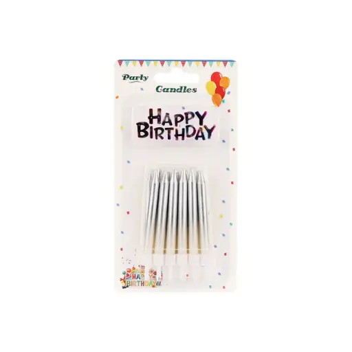 [00033912] Silver Ombre Candles 12 pcs