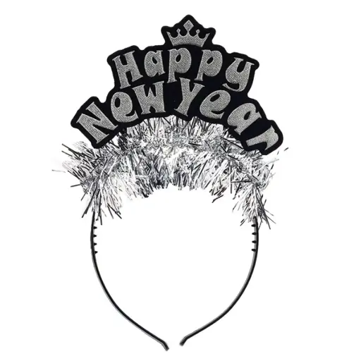 [35287] Happy New Year Glittered Headbands With Foils