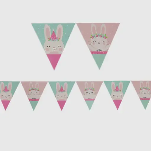 [46754] Easter Bunny Paper Flag Banner