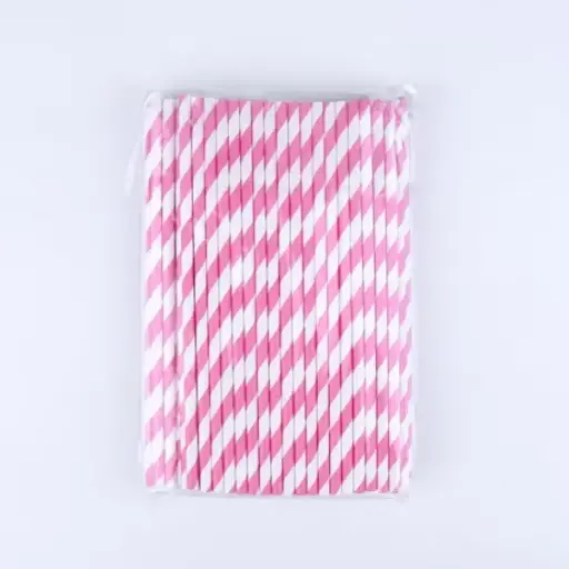 [PW PINK STRIPES PAPER STRAWS] Pink Stripes Paper Straws 25 Pcs