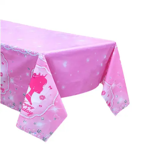 [48313] Pink Barbie Girl Table Cover