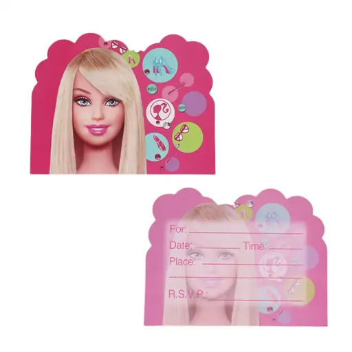[48327] Barbie Girl Invitation Cards 10 pcs