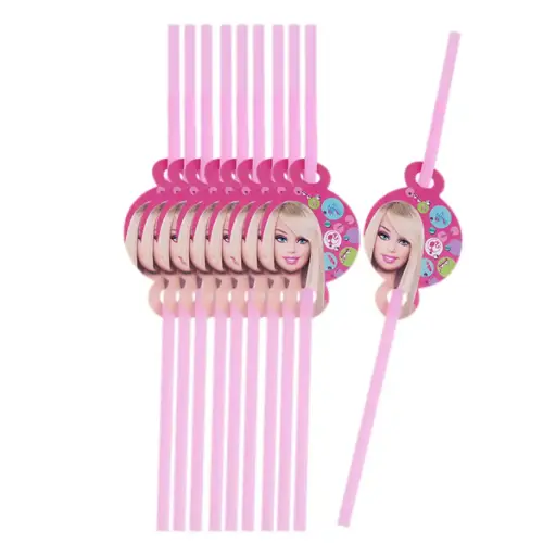 [48329] Barbie Girl Plastic Straws 10 pcs