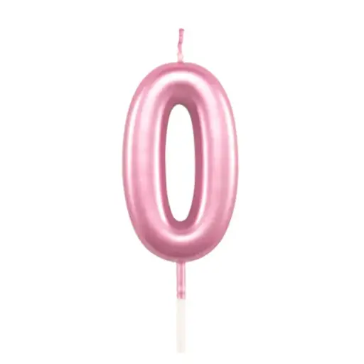 [49511] Rose Pink Number 0 Cake & Cupcake Candle - Small 