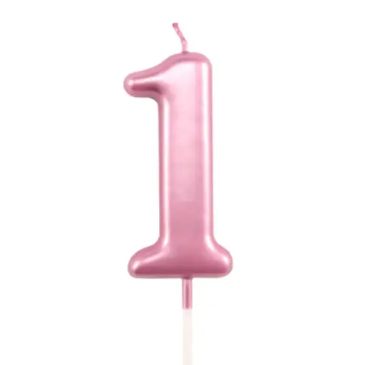 [49513] Rose Pink Number 1 Cake & Cupcake Candle - Small 