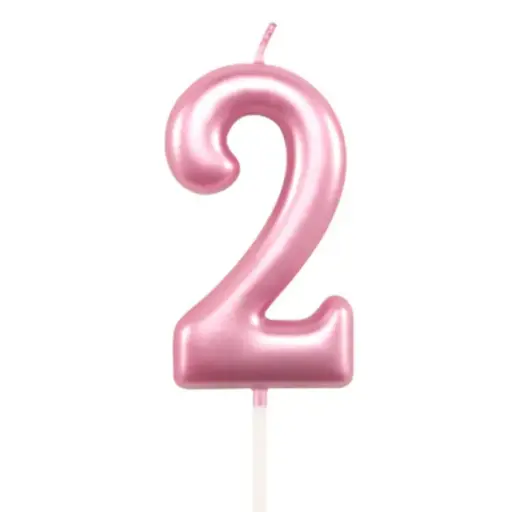 [49515] Rose Pink Number 2 Cake & Cupcake Candle - Small 