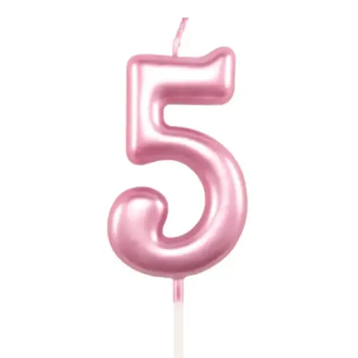 [49521] Rose Pink Number 5 Cake & Cupcake Candle - Small 