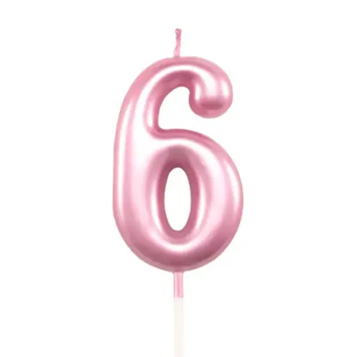 [49523] Rose Pink Number 6 Cake & Cupcake Candle - Small 