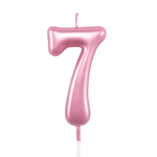 [49525] Rose Pink Number 7 Cake & Cupcake Candle - Small 