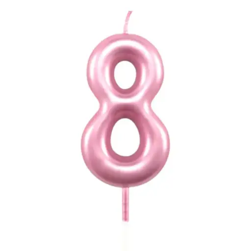 [49527] Rose Pink Number 8 Cake & Cupcake Candle - Small 
