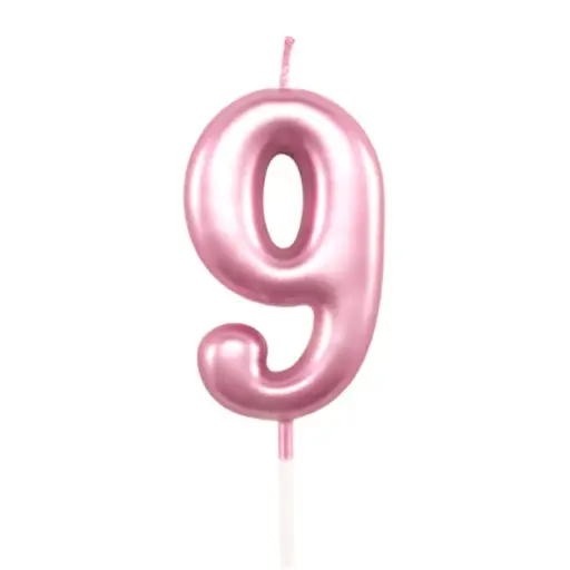 [49529] Rose Pink Number 9 Cake & Cupcake Candle - Small 