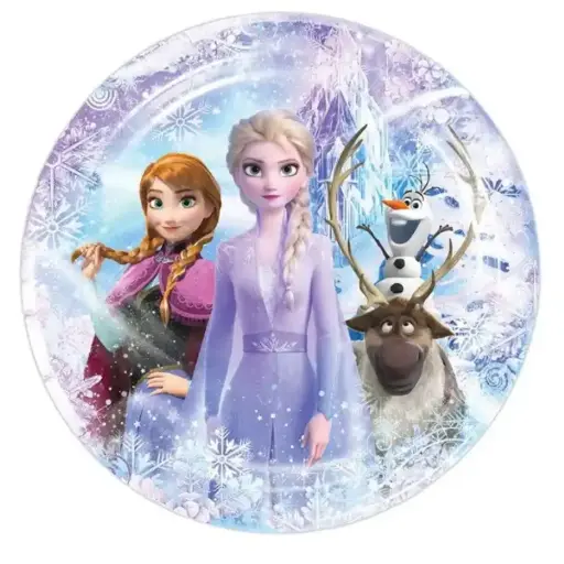 [49828] Disney Frozen Round Paper Plates 9 Inch – Elsa & Anna – Pack of 8