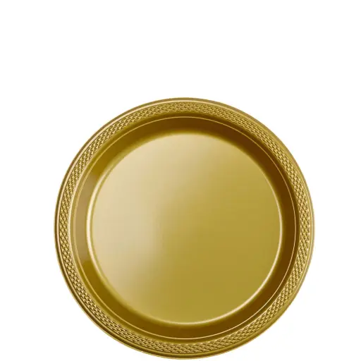 [43030.19] Gold Plastic Plate 7 Inch - 20 Pcs