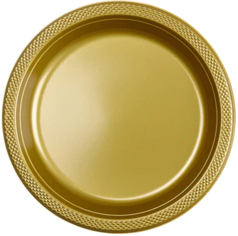[43031.19] Round Plastic Plate 9 Inch - Gold
